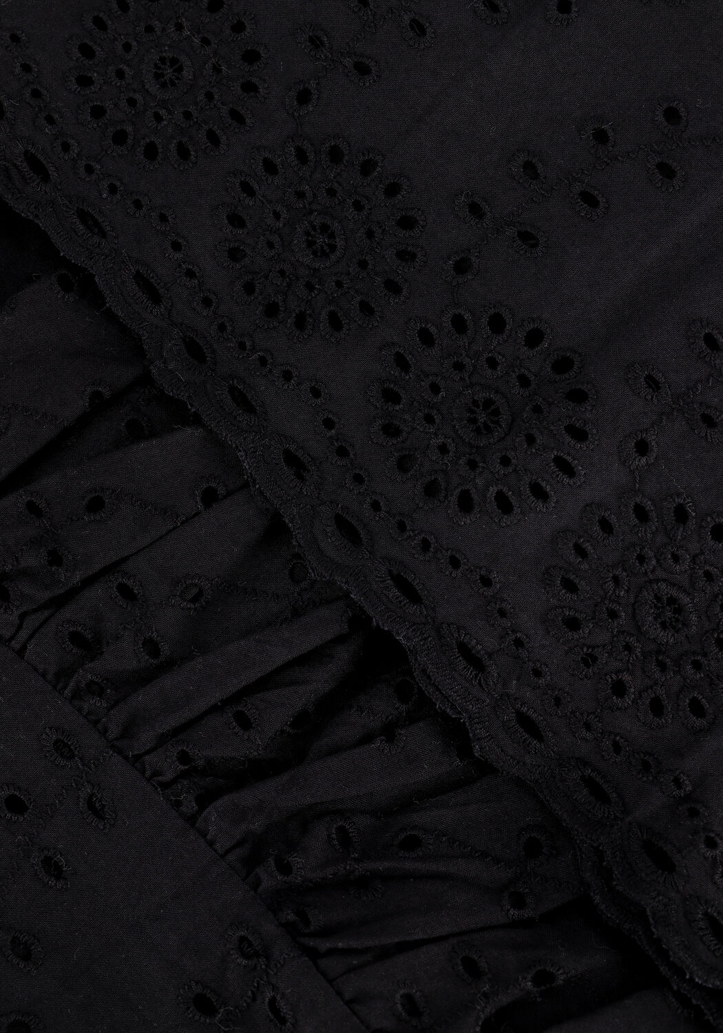 Zwarte COLOURFUL REBEL Mini jurk RISSEY BRODERIE ANGLAISE BABYDOLL DRESS - large