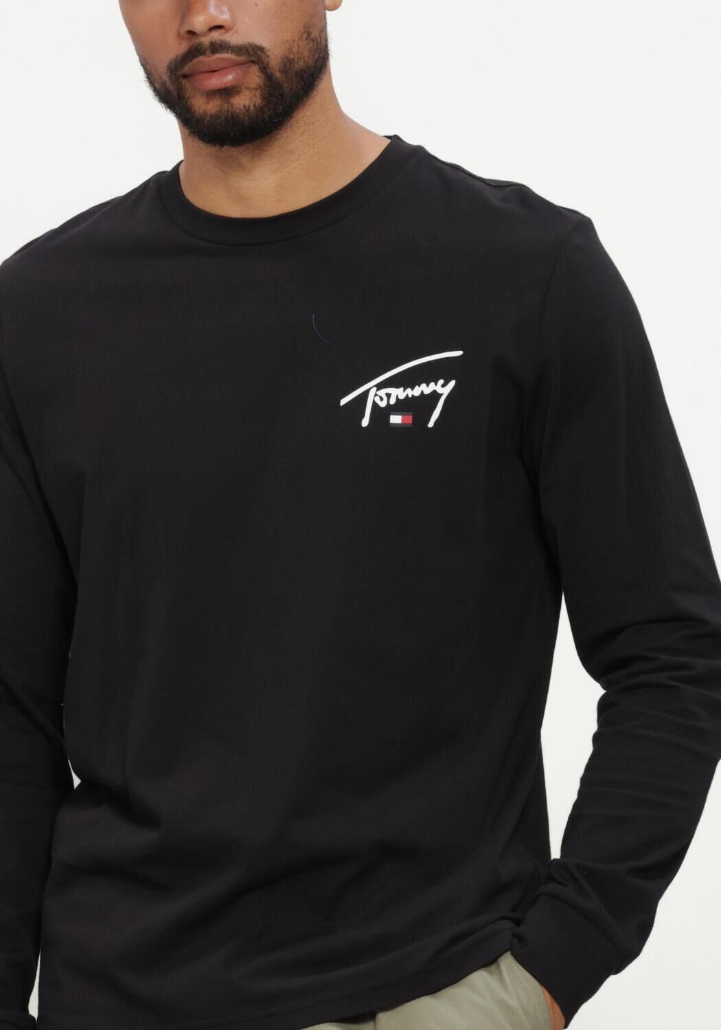 Zwarte TOMMY JEANS T-shirt TJM SLIM SIGNATURE CHEST TEE LS - large