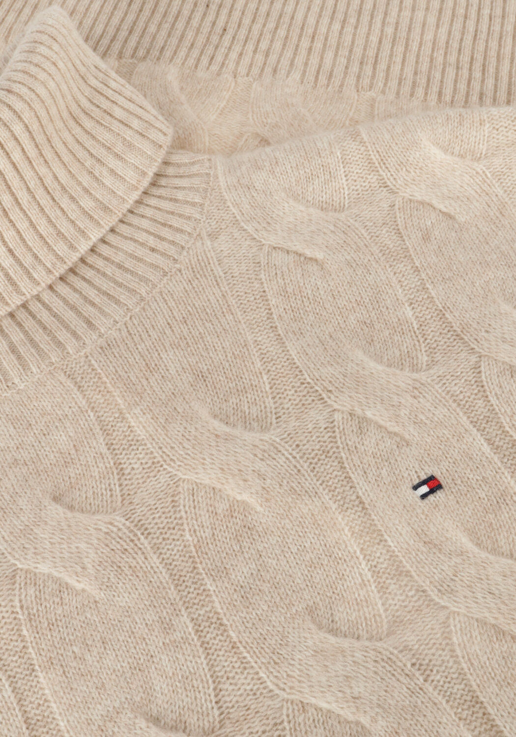 Beige TOMMY HILFIGER Coltrui SOFT WOOL CABLE ROLL-NK SWEATER - large