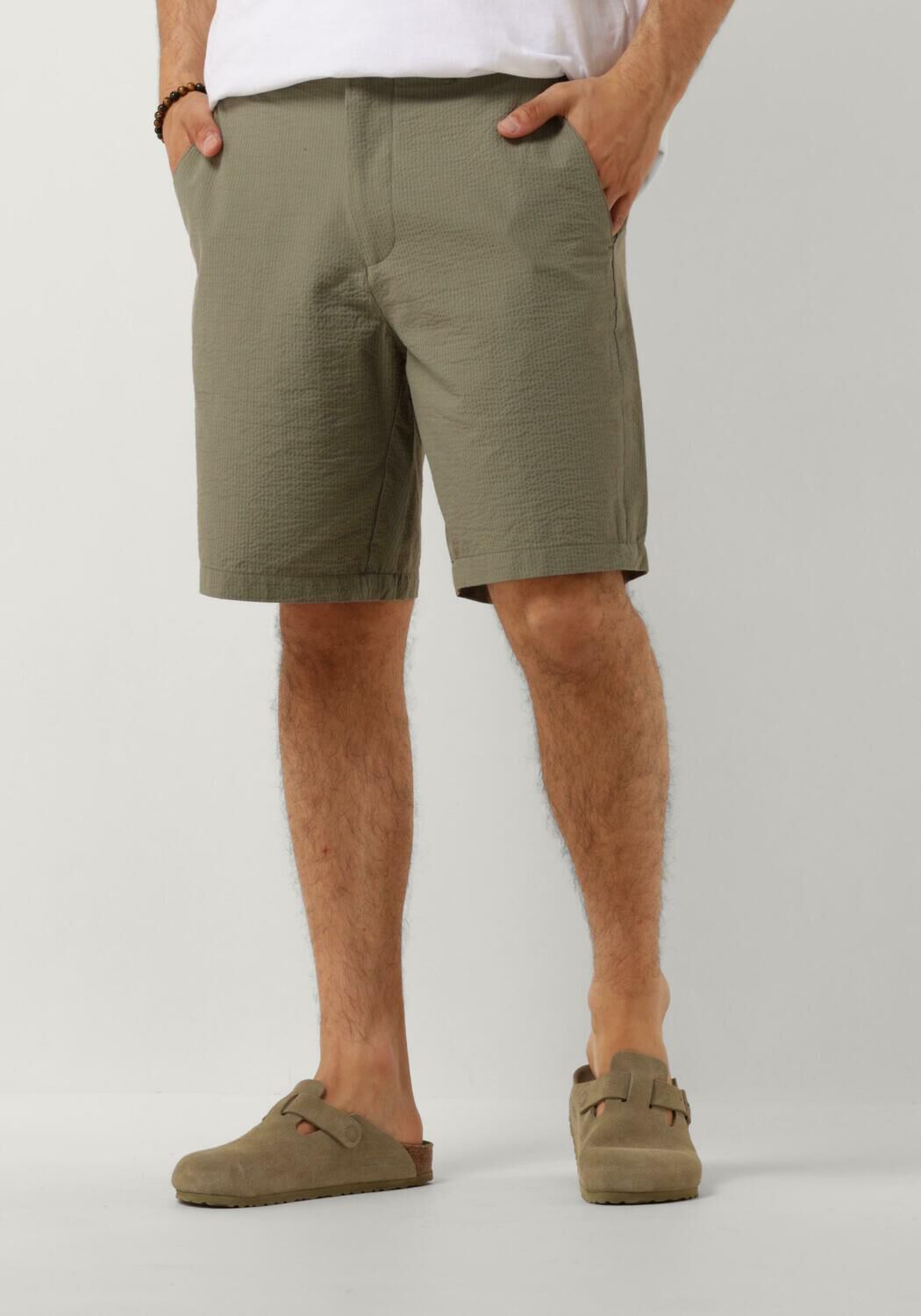 SELECTED HOMME Heren Broeken Slhregular-karl Seersucker Shorts Groen