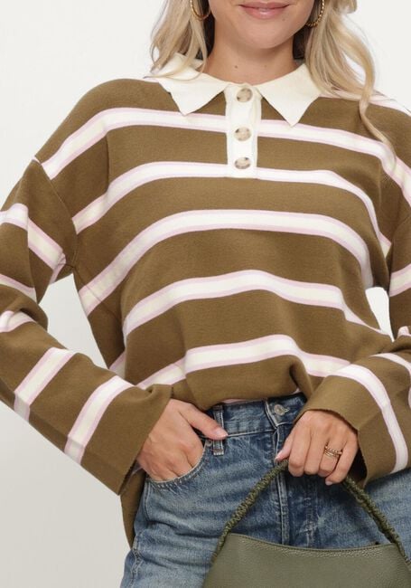 Groene Y.A.S. Trui YASISABELL LS POLO KNIT PULLOVER S - large