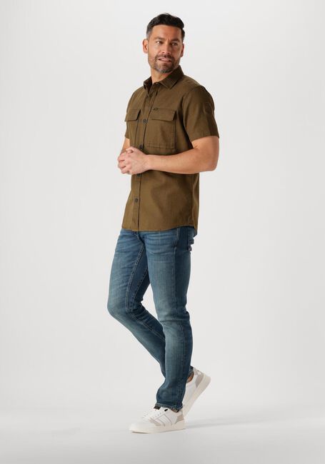 Donkergroene PME LEGEND Casual overhemd SHORT SLEEVE SHIRT SLUB COTTON - large
