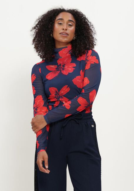 Donkerblauwe POM AMSTERDAM Top ROMI MESH BLOOM - large