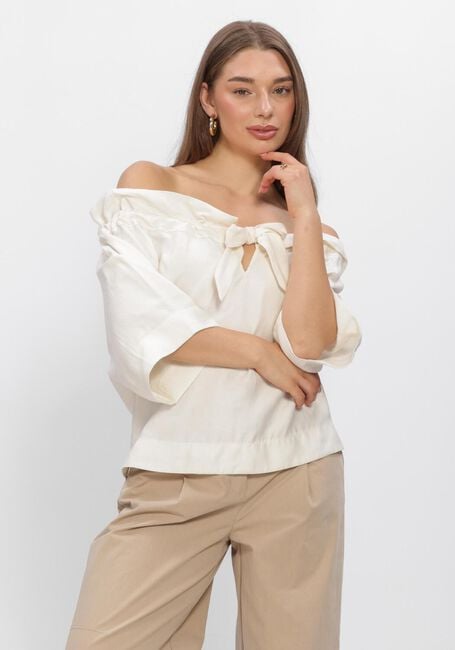 Gebroken wit SUMMUM Blouses TOP MODAL LINEN BLEND - large