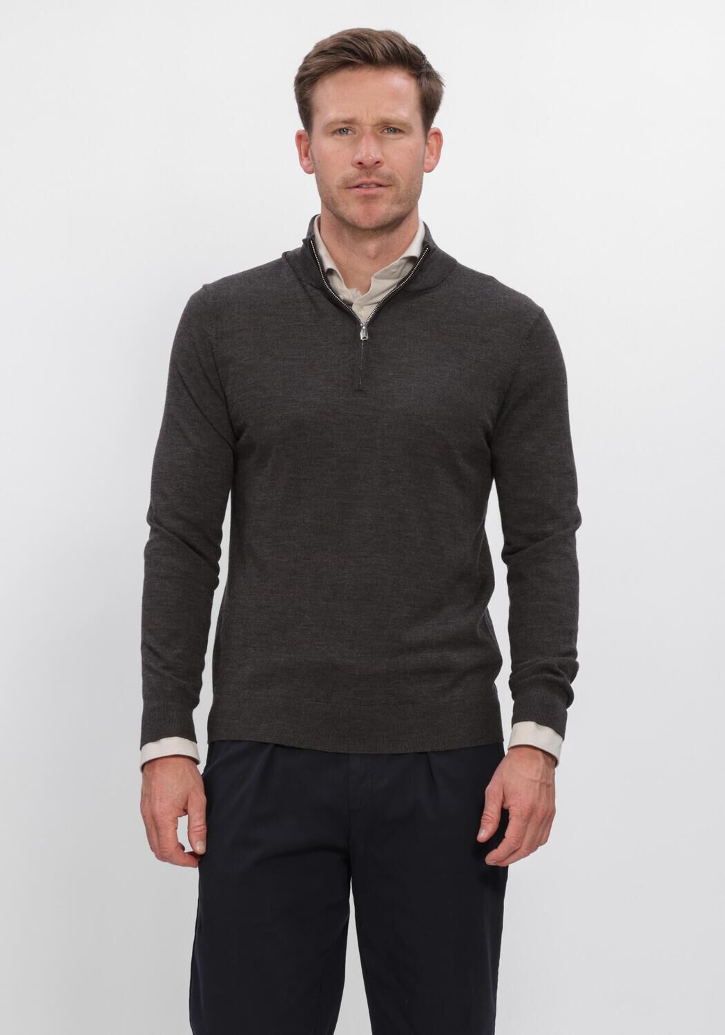 Antraciet PROFUOMO Trui EXTRAFINE MERINO - large