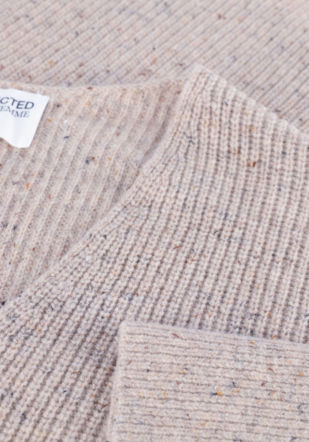 Zand SELECTED WOMEN Trui SLFANNALISA LS KNIT V-NECK B - large