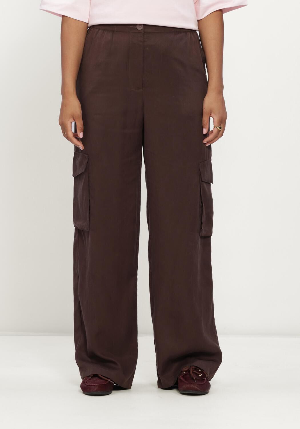 Bruine Y.A.S. Broeken YASBAMBOO HMW PANT WO. ELASTIC - large