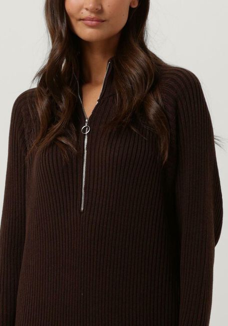Bruine Y.A.S. Midi jurk YASMAVI LS KNIT MIDI ZIPPER DRESS - large