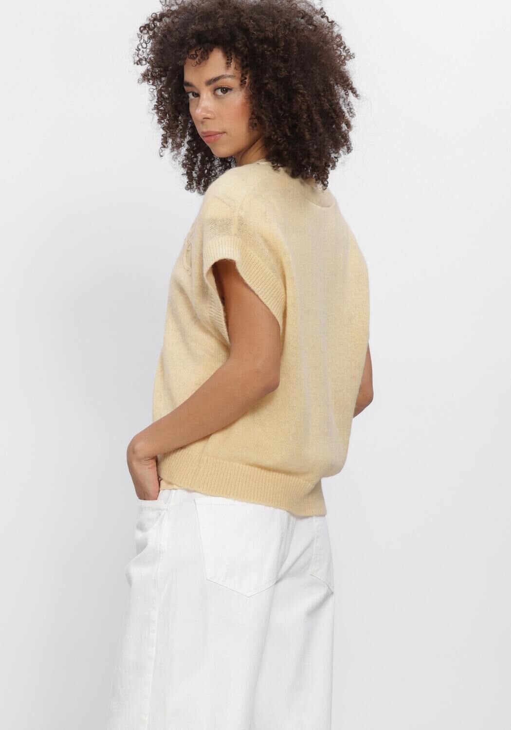 Creme DANTE6 Top ZYRA SHORT SLEEVE CARDIGAN - large
