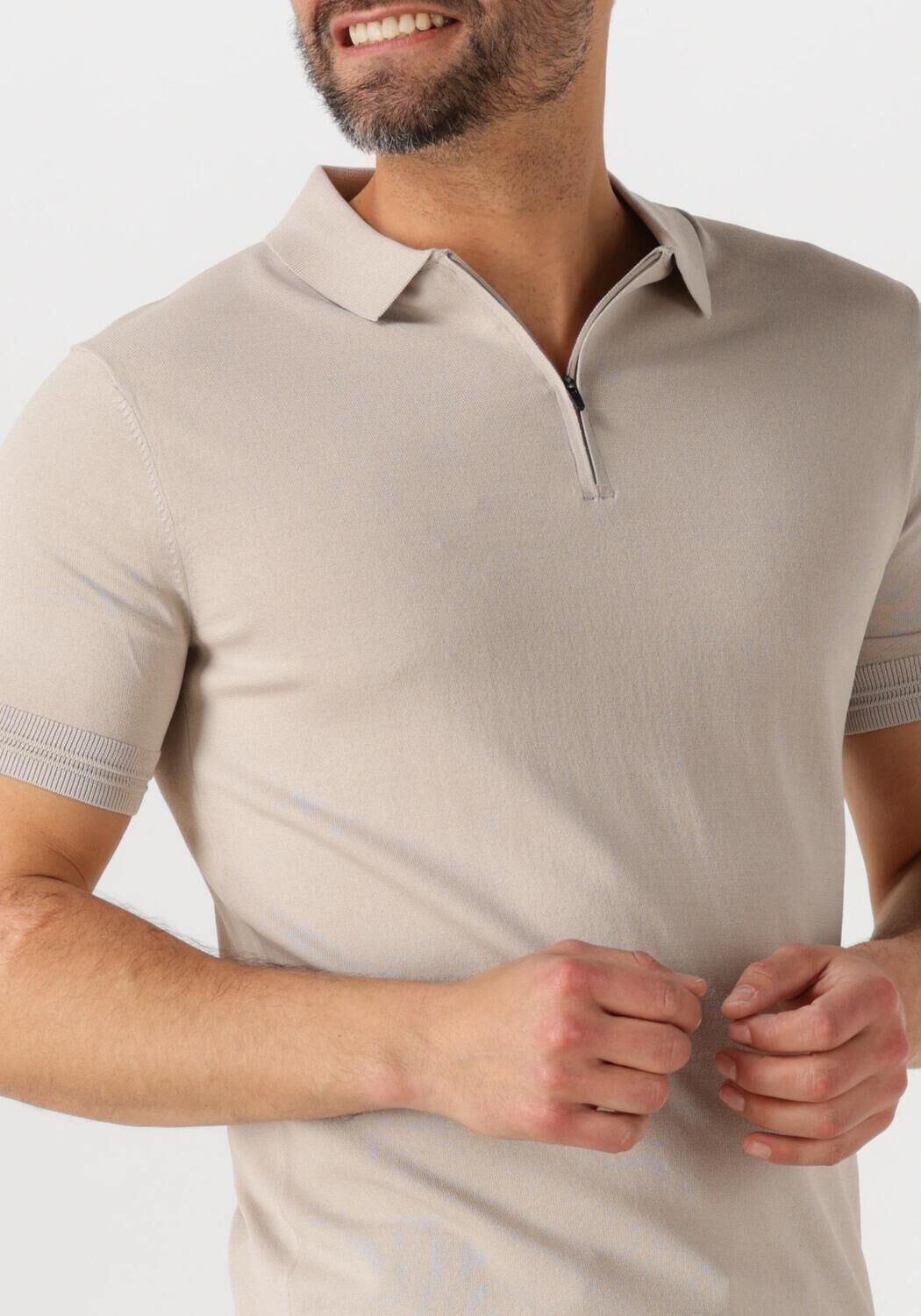 GENTI Heren Polo's & T-shirts Polo Zip Ss K2053-1260 Beige
