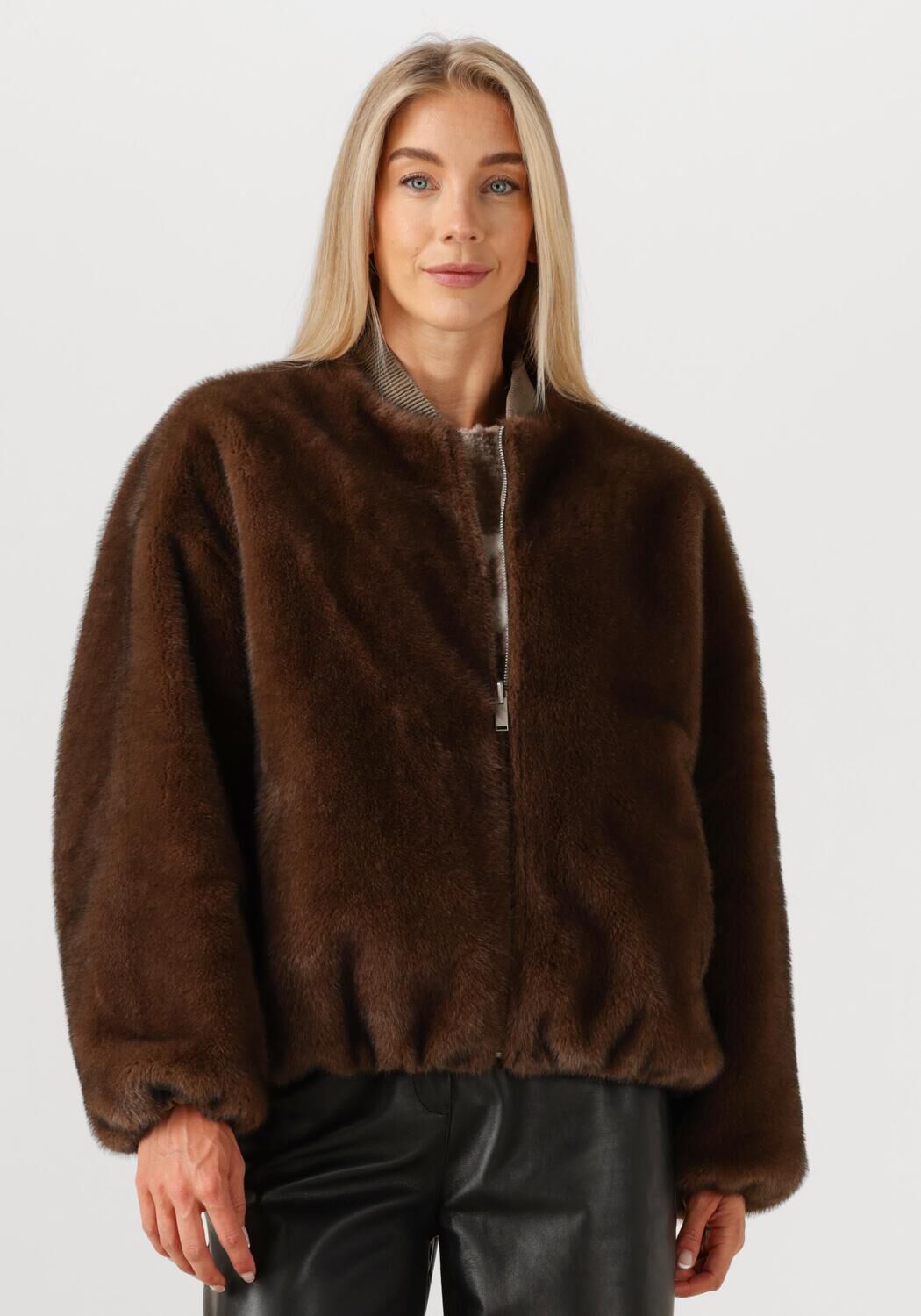 Bruine STUDIO AR Faux fur jas ETTA - large