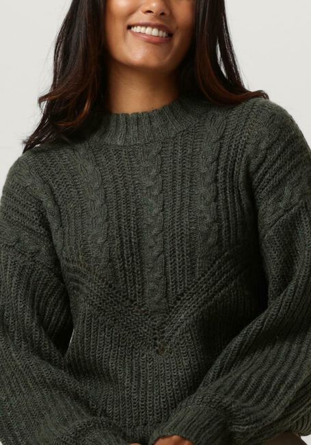 Groene OBJECT Trui OBJNOVA STELLA CABLE KNIT PULLOVER - large