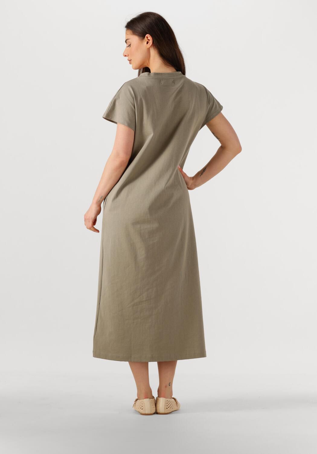 WITHBLACK Dames Jurken Wblcarma Long V-neck Dress Khaki