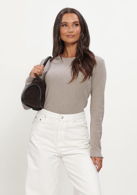 Taupe BOII STUDIOS Top FENNA O-NECK TEE POINTELL - large