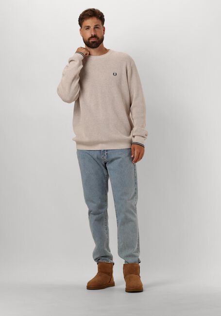Gebroken wit FRED PERRY Trui WAFFLE STITCH CREW NECK JUMPER - large