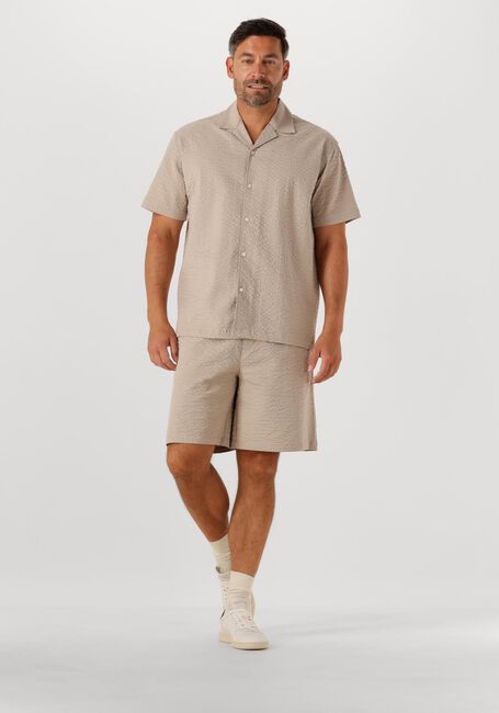 Beige SELECTED HOMME Casual overhemd SLHRELAXED-ACE SEERSUCKER SS SHIRT - large