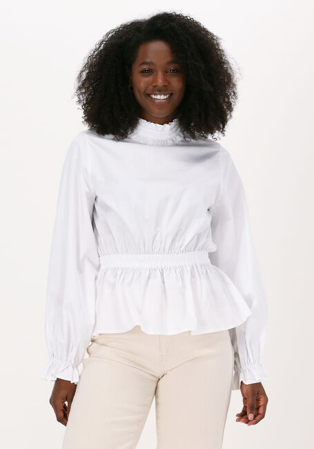 Witte SELECTED FEMME Blouses JOSEFINE LS NECK RUFFLE TOP - large