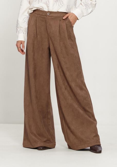 Bruine NUKUS Wijde broek BODINE PANTS SUEDE - large