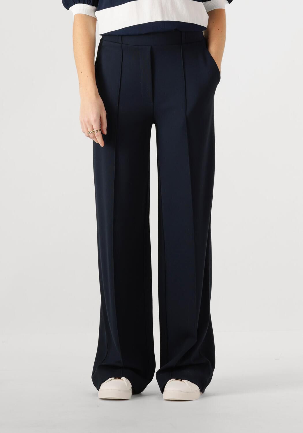 JANSEN AMSTERDAM Dames Broeken Hv404 Wide Pants Blauw