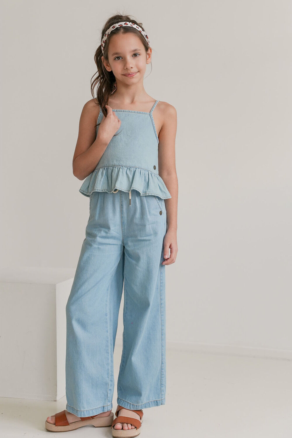 Lichtblauwe LIKE FLO Wide jeans FLEUR FLO CHAMBREY PANT - large