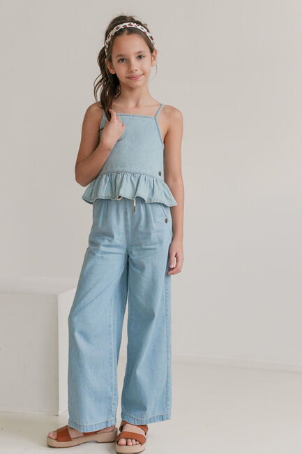 Lichtblauwe LIKE FLO Wide jeans FLEUR FLO CHAMBREY PANT - large