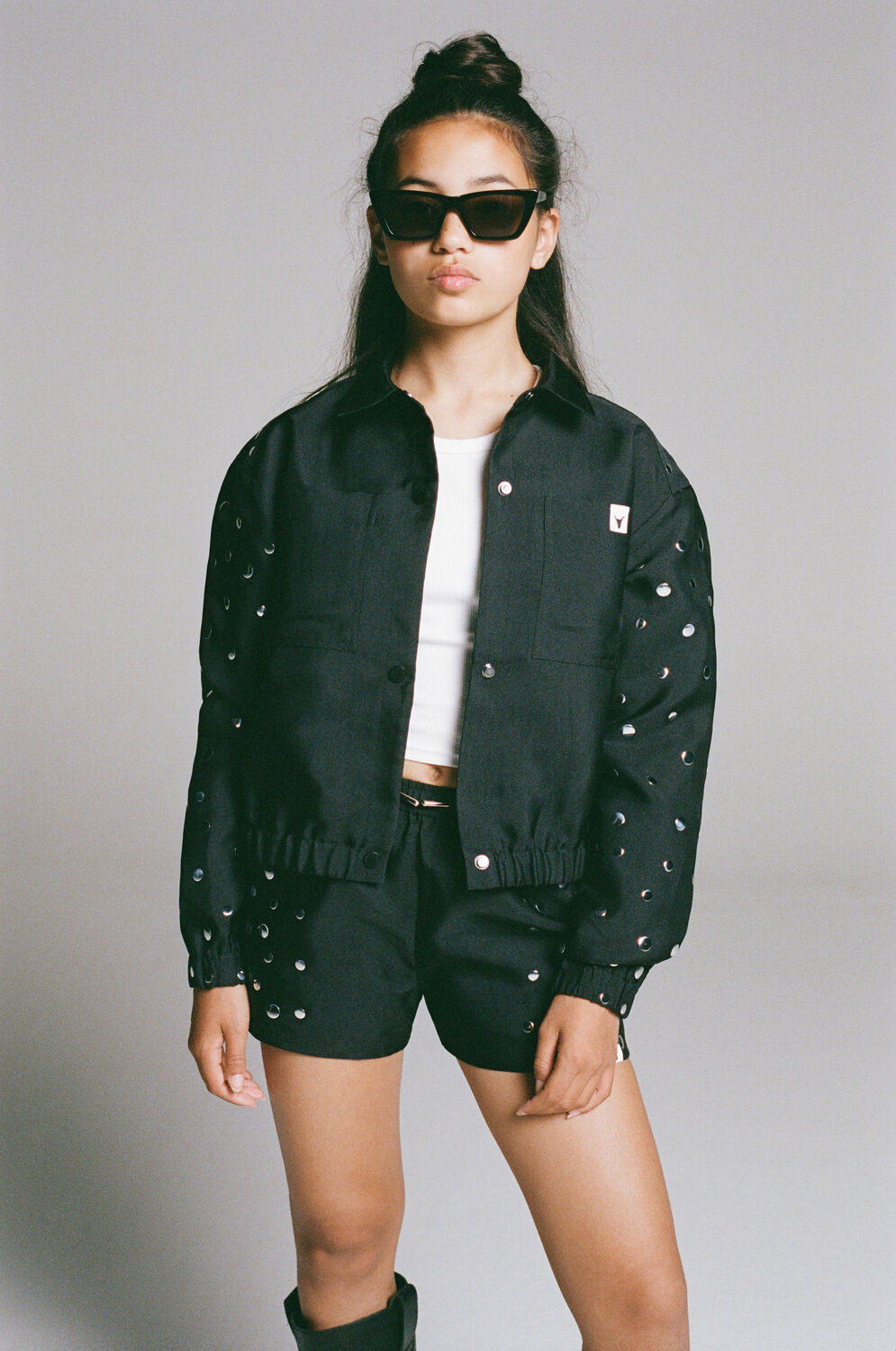 Zwarte ALIX MINI Blouses WOVEN STUD BLOUSE - large