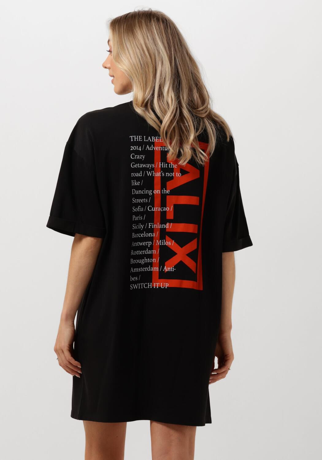 ALIX THE LABEL Dames Jurken Ladies Knitted Alix Tour T-shirt Dress Zwart