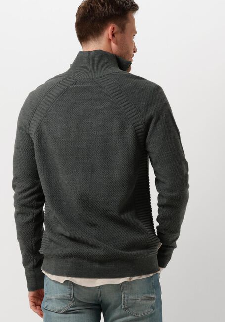 Groene CAST IRON Trui HALF ZIP COLLAR COTTON HEATHER PLATED BLEND - large