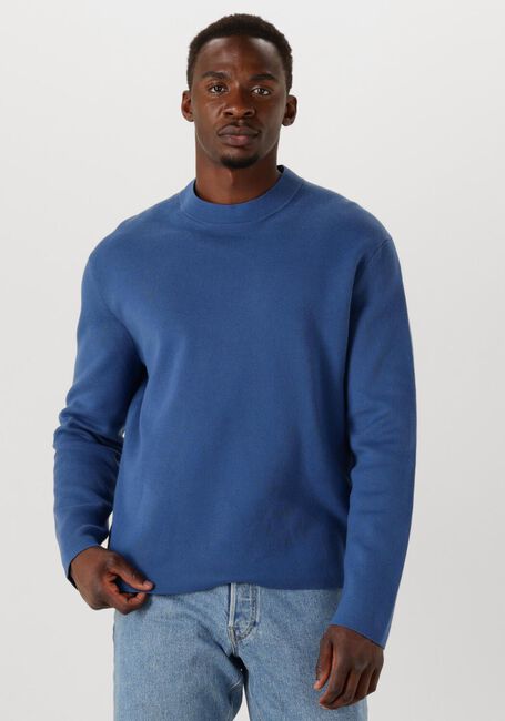 Blauwe SELECTED MEN Trui SLHMIKE LIGHT LS KNIT RELAXED MOCK NECK - large