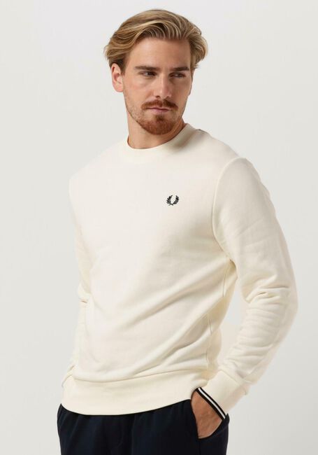 Ecru FRED PERRY Trui CREW NECK SWEATSHIRT - large