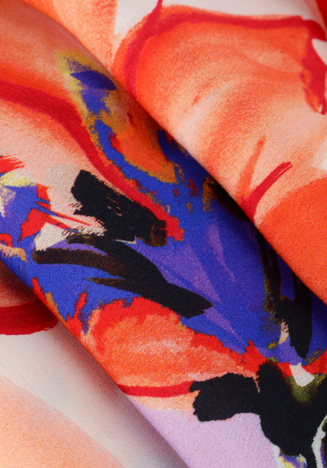 Oranje JANSEN AMSTERDAM Midi jurk WBF514 WOVEN PRINT DRESS KNEELENGTH V-NECK 3/4 PUFFED SLEEVE - large