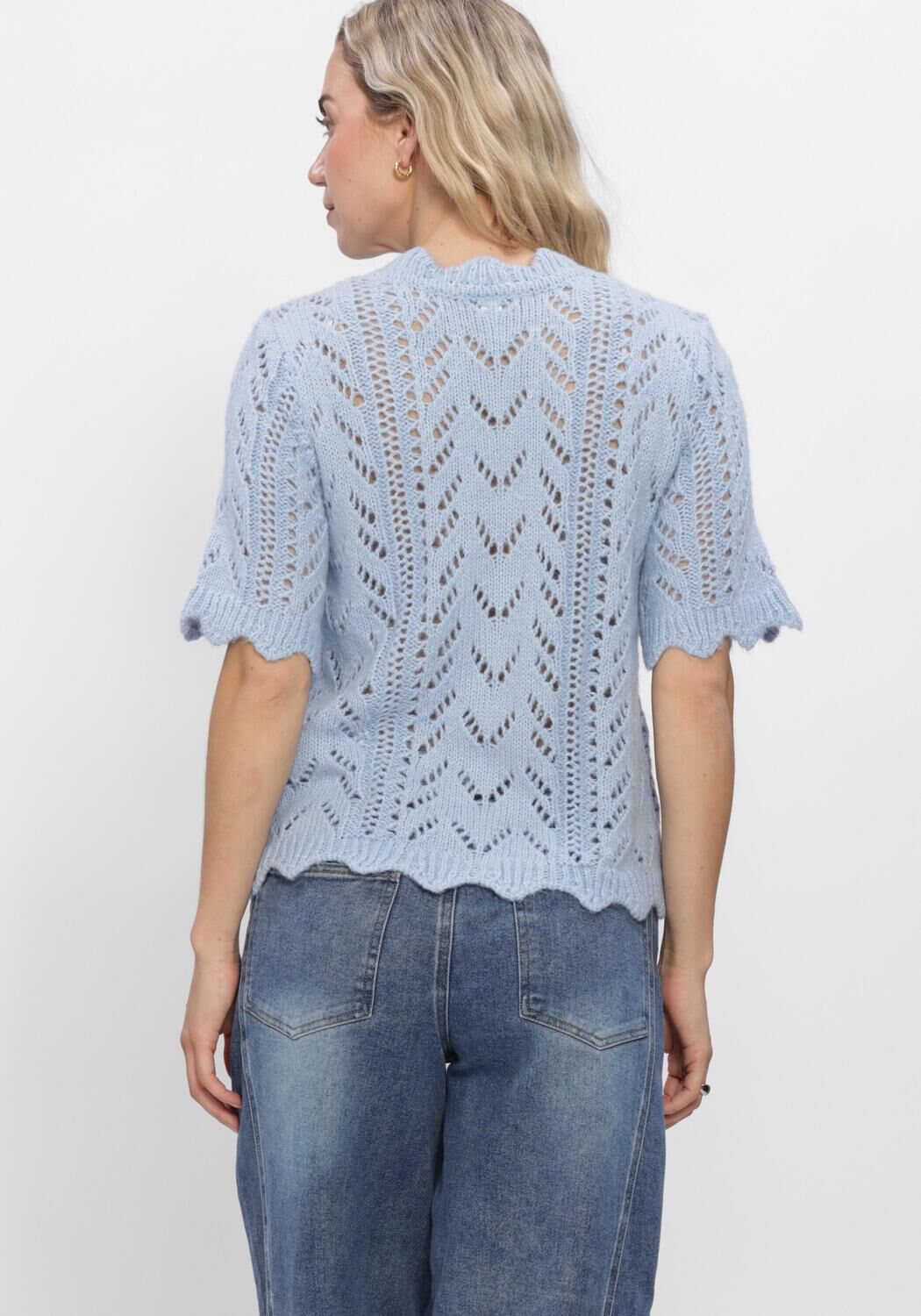 Lichtblauwe Y.A.S. Truien/vesten YASVIENNA SS KNIT CARDIGAN S. - large