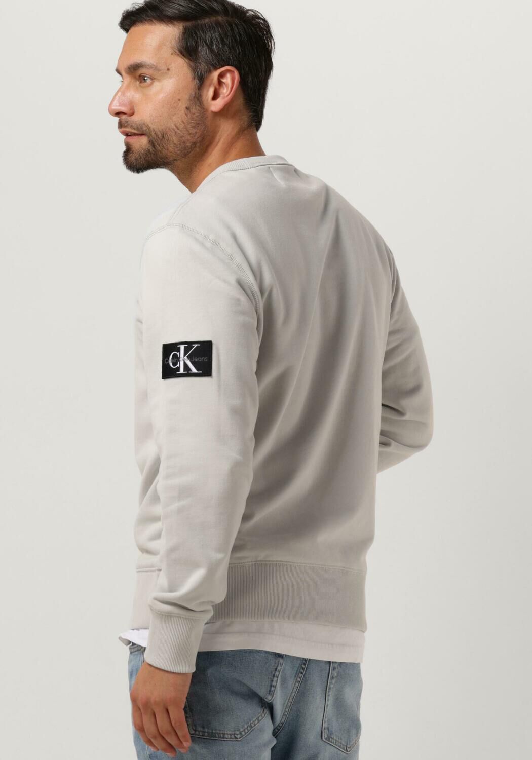 CALVIN KLEIN Heren Truien & Vesten Badge Crew Neck Lichtgrijs