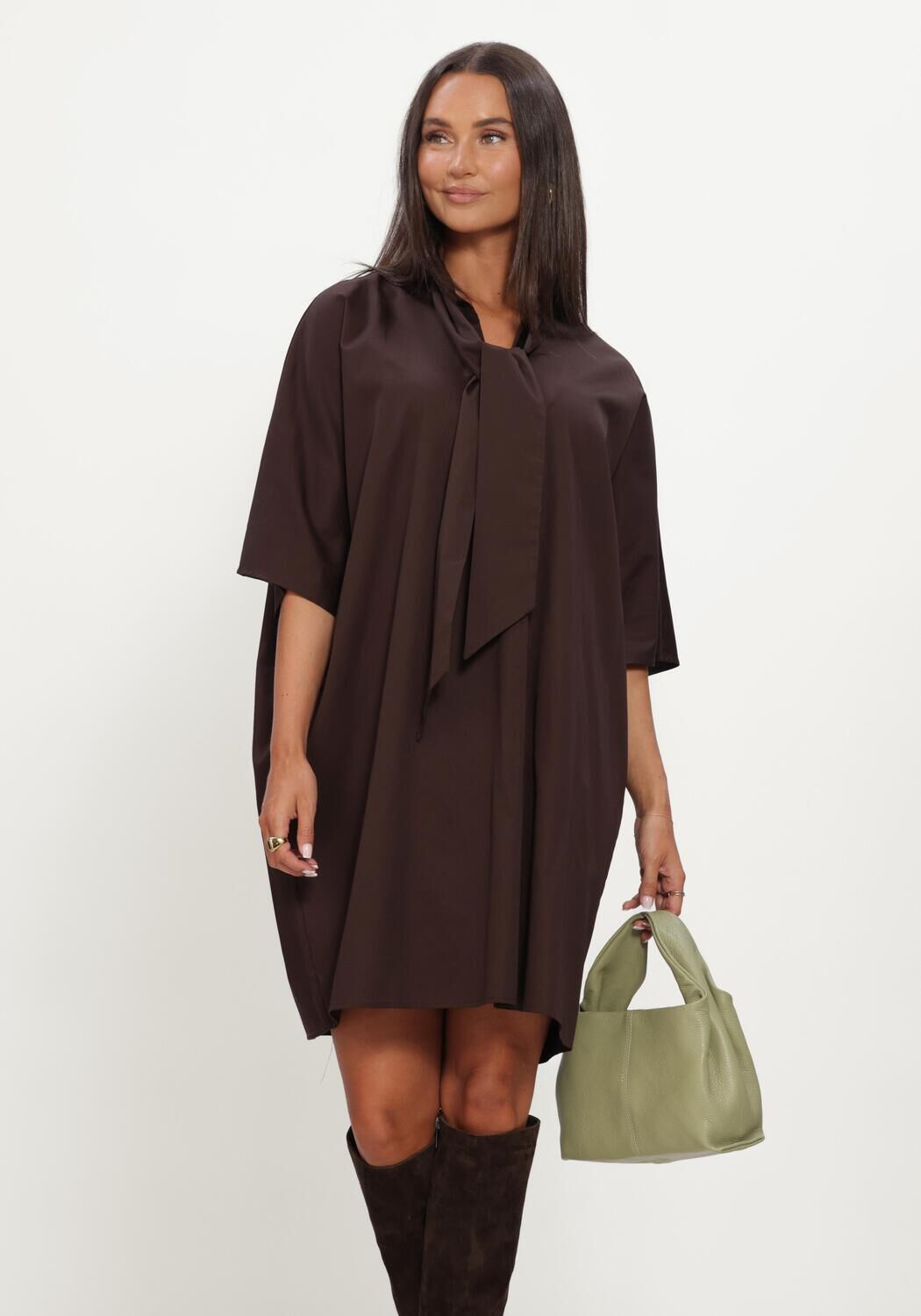 Bruine Y.A.S. Mini jurk YASKAREN 3/4 DRESS - large