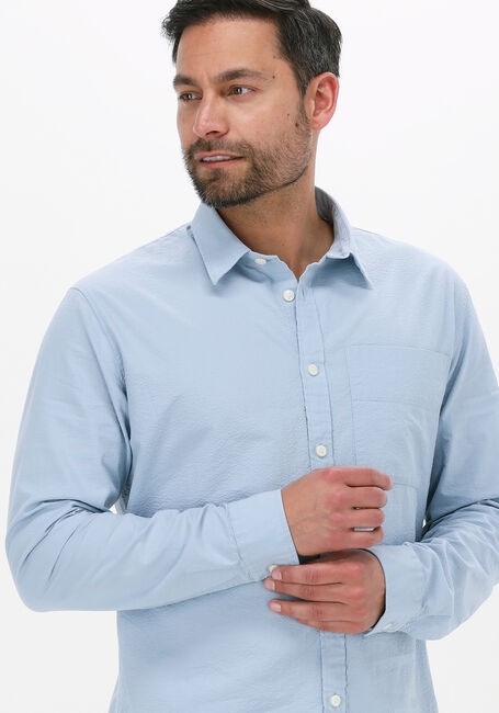 Blauwe SELECTED HOMME Casual overhemd SLHREGAXEL SHIRT LS SEERSUCKER - large