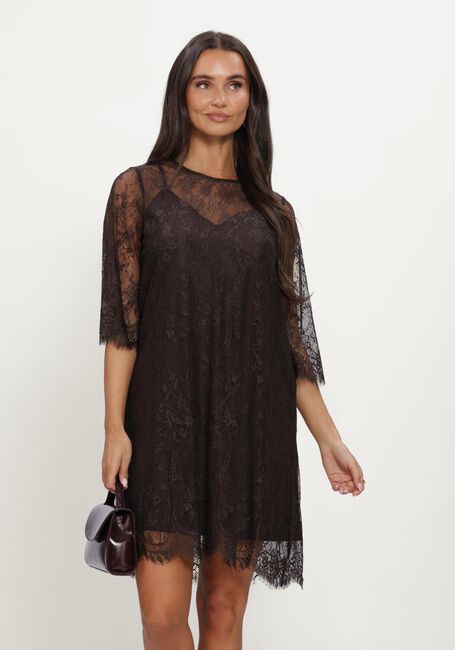 Zwarte Y.A.S. Mini jurk SLWDAPHNE 3/4 SLEEVE LACE MIDI DRESS - large