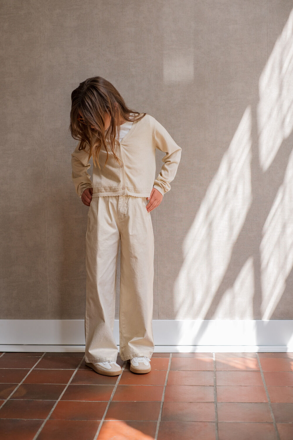 Ecru LIKE FLO Wijde broek FYKE COATED DENIM PANTS - large