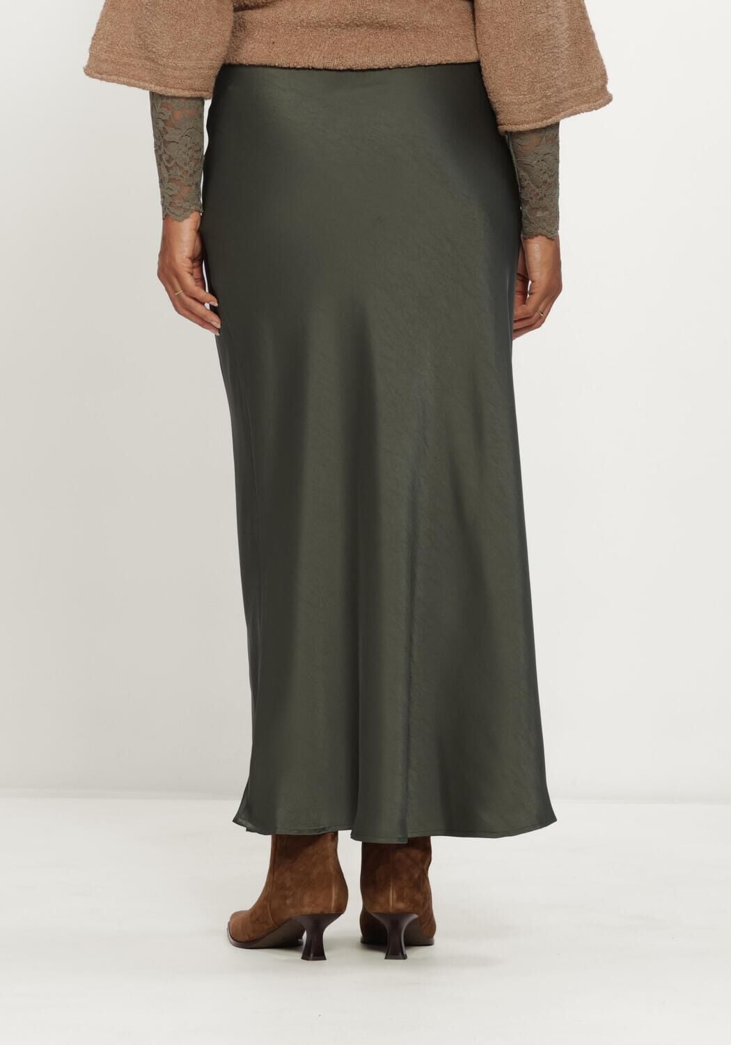 NEO NOIR Dames Rokken Vicky Heavy Sateen Skirt Donkergroen