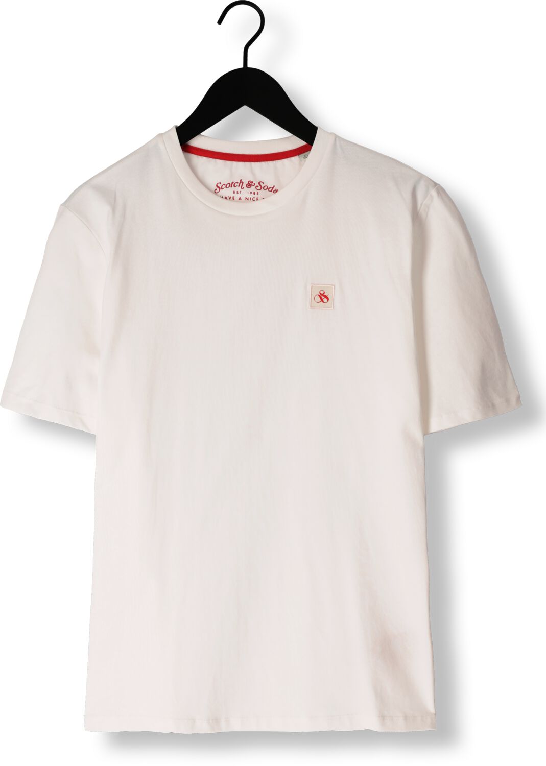 SCOTCH & SODA Heren Polo's & T-shirts Essential Logo Badge T-shirt Wit