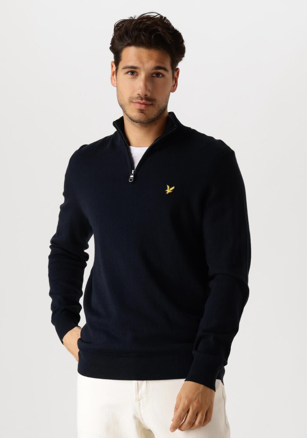 LYLE & SCOTT Heren Truien & Vesten Cotton Merino Quarter Zip Jumper Donkerblauw