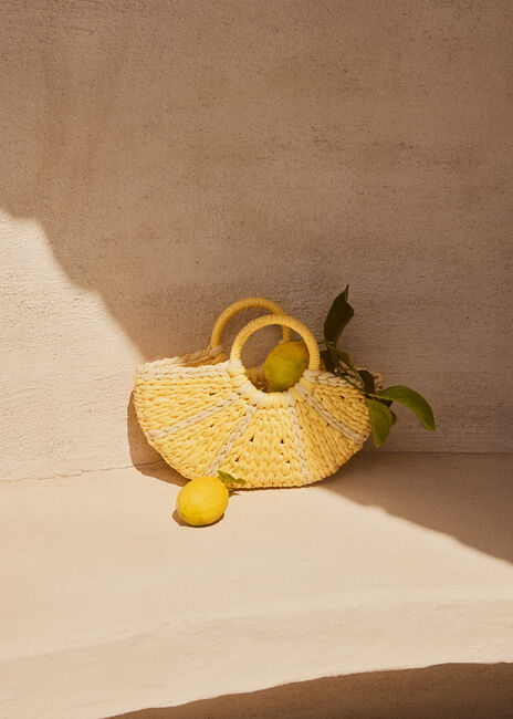 Gele MOLO Handtas LEMON STRAW BAG - large