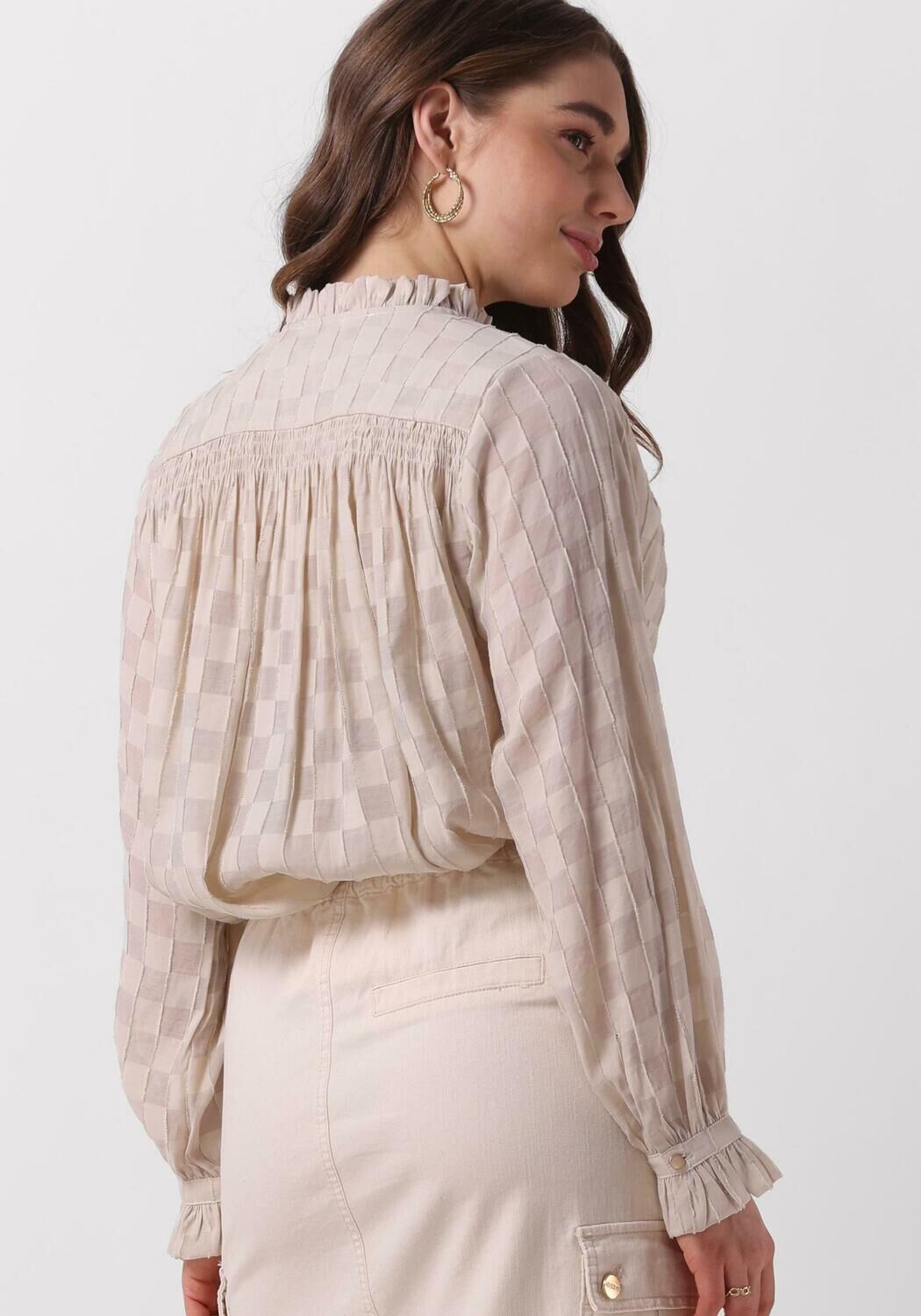 NUKUS Dames Blouses Jenna Blouse Check Zand