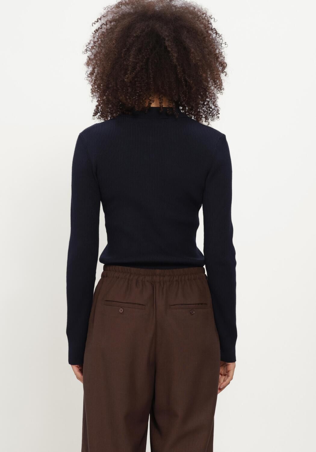 Blauwe BRUUNS BAZAAR Coltrui ANEMONEBBVALEA KNIT POLO - large