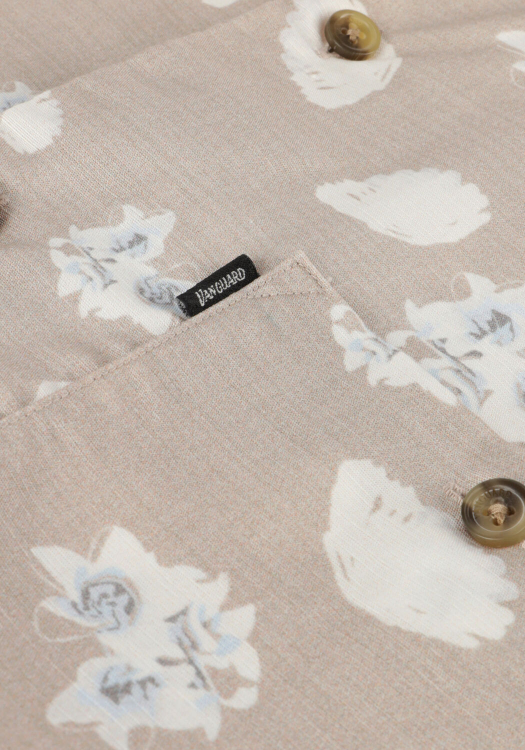 Beige VANGUARD Casual overhemd SHORT SLEEVE SHIRT PRINTED TENCEL COTTON LINEN - large