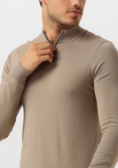 Taupe PURE PATH Trui ESSENTIAL KNITWEAR HALFZIP SWEATER - large