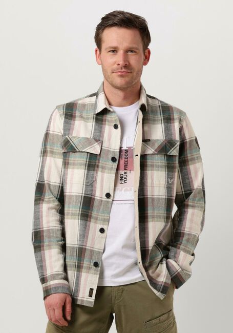 Lichtgrijze PME LEGEND Overshirt LONG SLEEVE SHIRT FLANEL YD CHECK - large