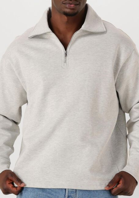 Lichtgrijze SELECTED HOMME Sweater SLHRELAXARON LS HALF ZIP SWEAT - large