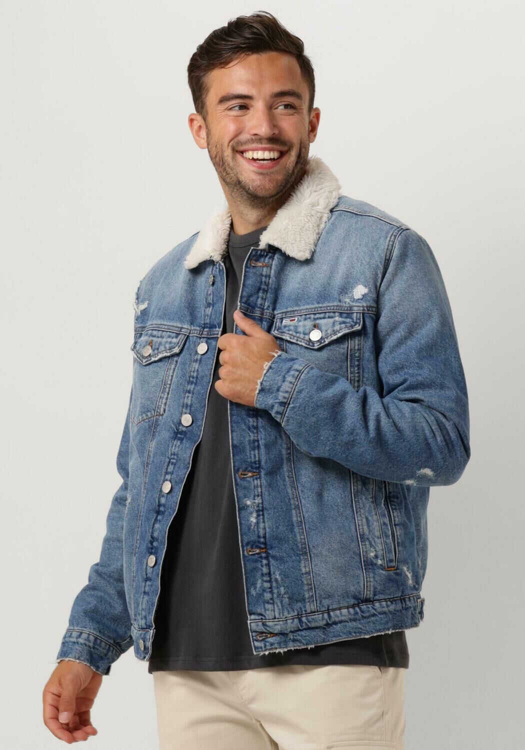 TOMMY JEANS Jassen Teddy Trucker Jacket Blauw