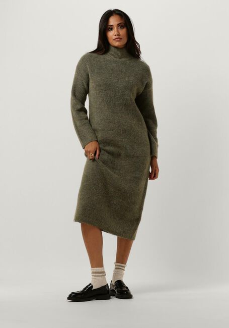 Groene SELECTED FEMME Midi jurk SLFMALINE LS KNIT DRESSHIGH NECK - large