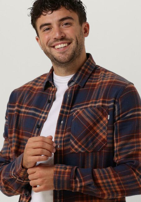 Blauwe CAST IRON Casual overhemd LONG SLEEVE SHIRT BRUSHED TWILL CHECK REGULAR FIT - large